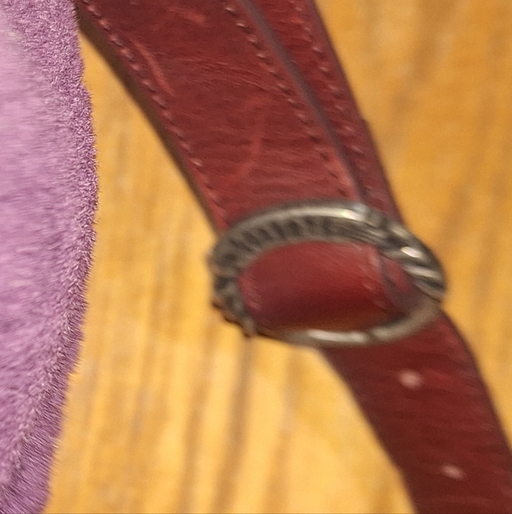 John Fluevog Floral Burgundy Shearling Sling Bag Purse - Picture 2 of 15